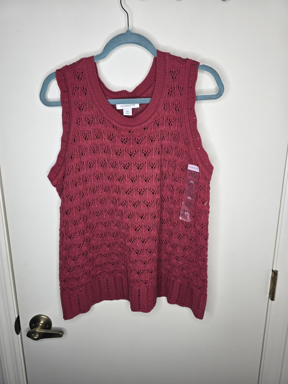 Liz Claiborne Red Openwork Knit Sweater Tank